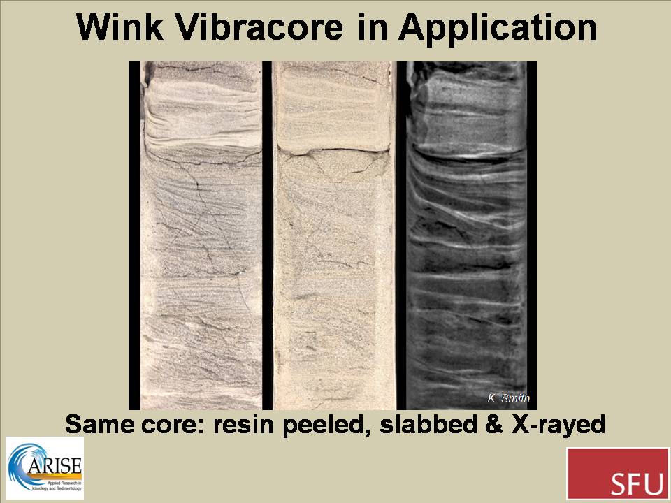 Soil vibracore drill samples analysis display